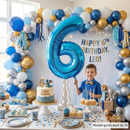 Light Blue Number 6 Balloon 40 Inch, Foil Numeral - Image 6