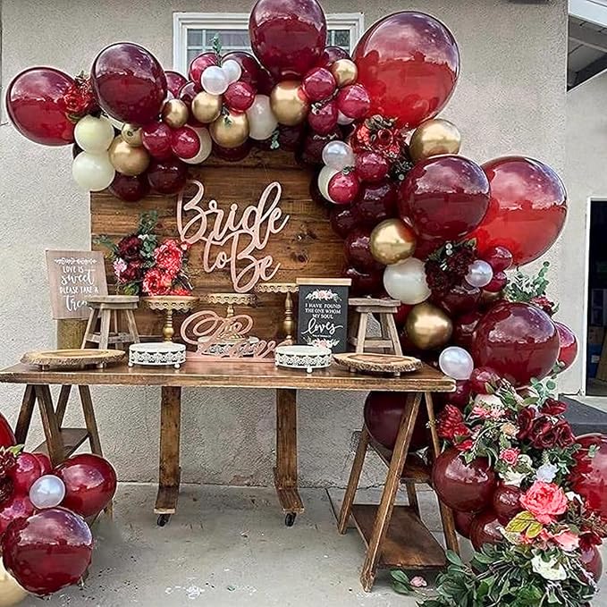 PartyWoo Pearl Burgundy Balloons 140pcs Dark Red Maroon Color | Different Sizes - Image 4