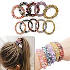 Spiral Coil Hair Ties for Women - No Damage Elastic Hair, Stretchy Phone Cord Hair Bands for Thin & Thick Hair 10-Pack, Assorted Colors -Gifts for Family Member and friends Women SP-6