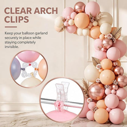 6Pack Clear Balloon Arch Clips w/ 50Pcs Balloon Arch Rings - Image 2