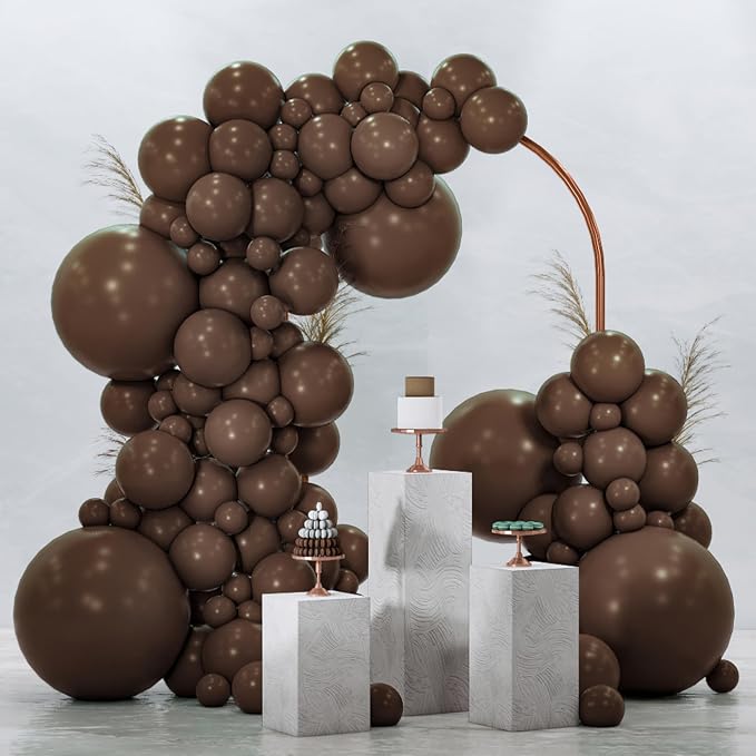 PartyWoo Dark Brown Balloons 120pcs Boho Coffee Neutral Color | 18 12 10 5 Inch by PartyWoo