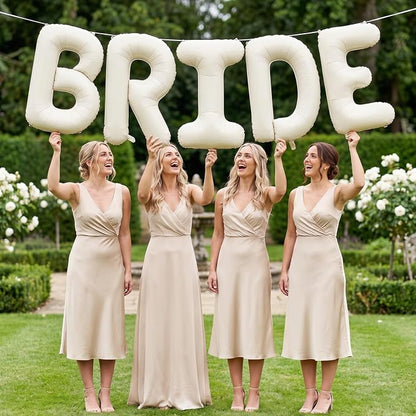 BRIDE Balloons Bachelorette, Cream BRIDE Letter Balloon Foil Bridal Balloons | - Image 8