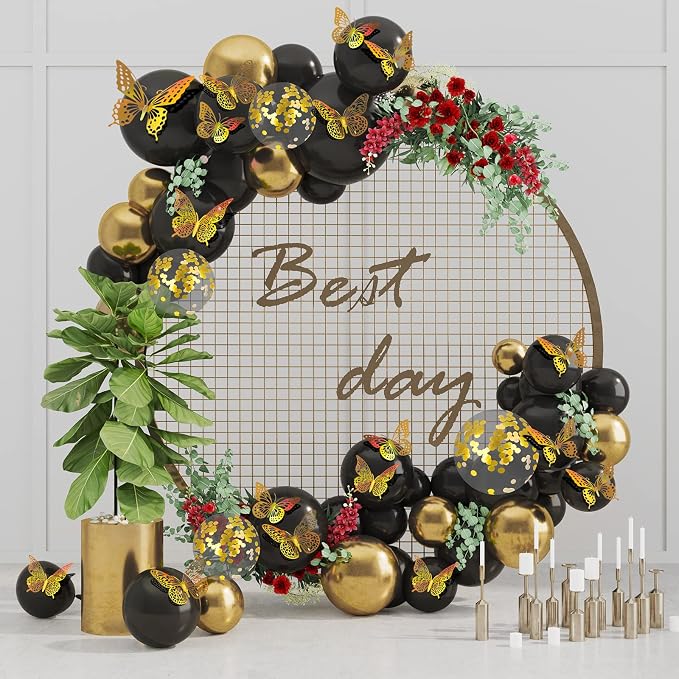 SAOROPEB 3D Butterfly Wall Decor 48 Pcs Laser Gold Butterfly Decorations | 4 - Image 2