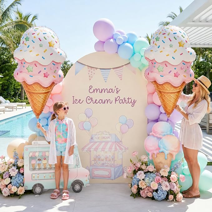 36 Inch Large Ice Cream Balloons Cone Kit, Giant Sweet Pink Ice Cream Sprinkle - Image 3