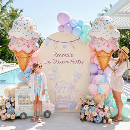 36 Inch Large Ice Cream Balloons Cone Kit, Giant Sweet Pink Ice Cream Sprinkle - Image 3