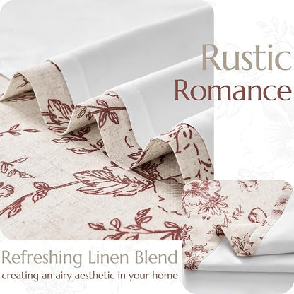 jinchan Floral Linen Curtains Lined 108 Inch Farmhouse Back Tab 2 Panels | - Image 3