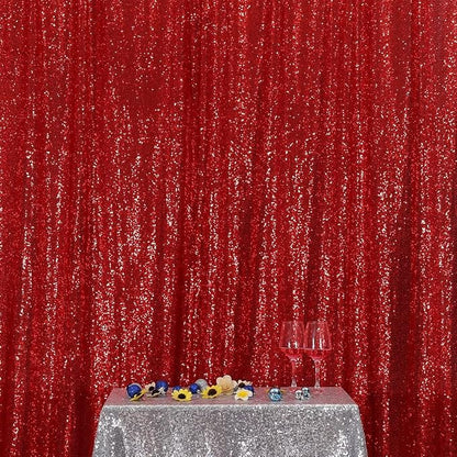 Poise3EHome Red Sequin Backdrop, 8FT x 10FT Sequin Photography Backdrop Curtain - Image 2