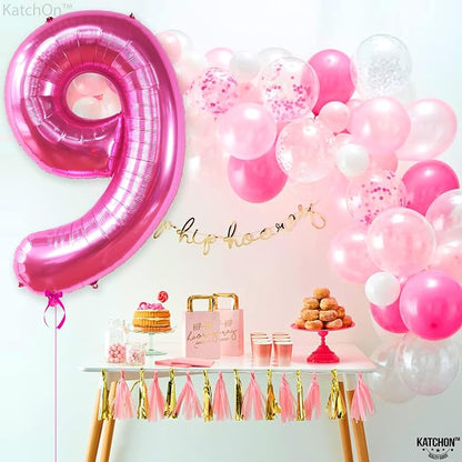 KatchOn, Giant Hot Pink Number 9 Balloon- 40 Inch, 9th Birthday Decorations | - Image 5
