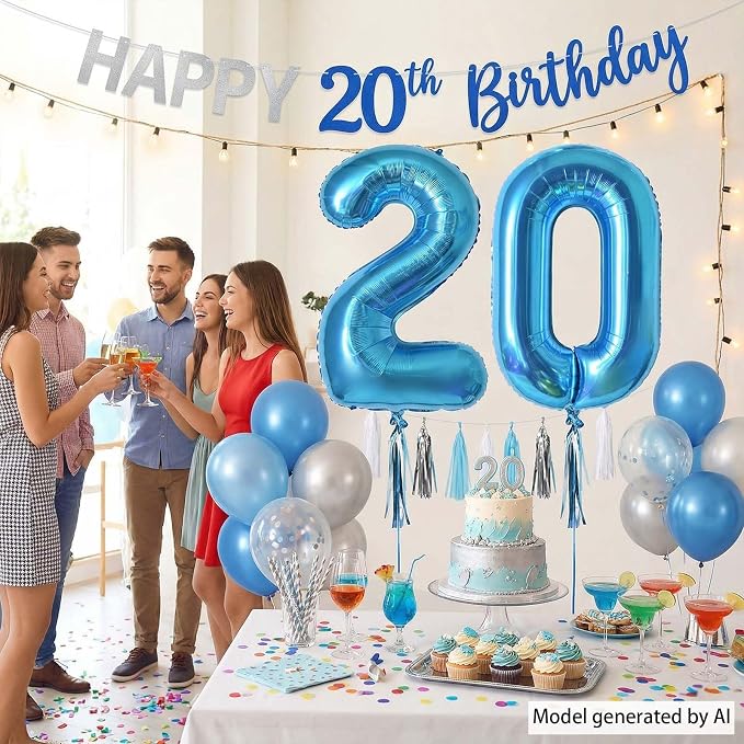 Light Blue Number 0 Balloon 40 Inch, Foil Numeral - Image 6
