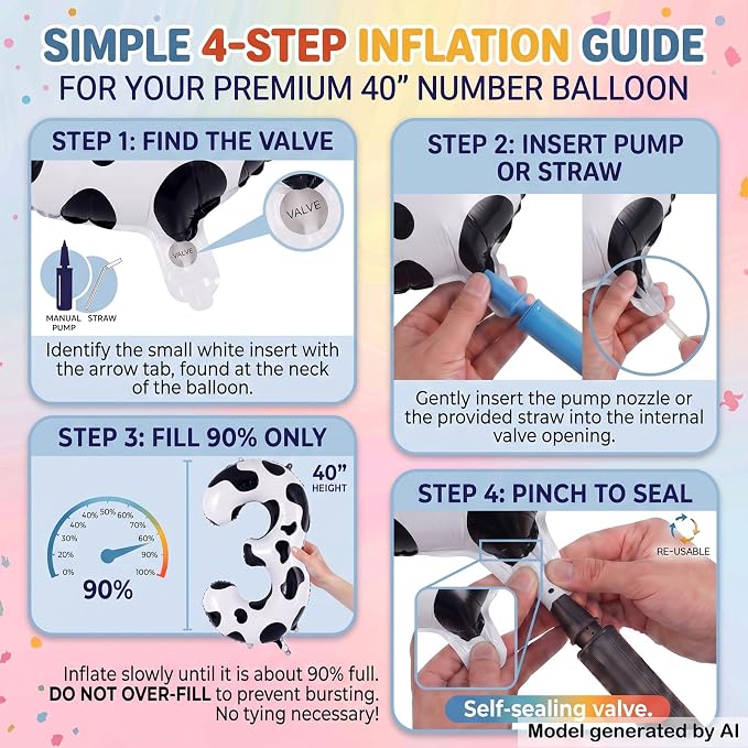 40" Cow Print Foil Number 6 Balloon - Image 5