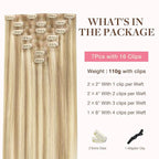GOO GOO Clip in Hair Extensions Real Human Hair, Remy Human Hair Extensions Clip ins for Women, Natural Human Hair, 12inch 85g 7Pcs, #18A/613A Dark Blonde Highlighted Bleach Blonde