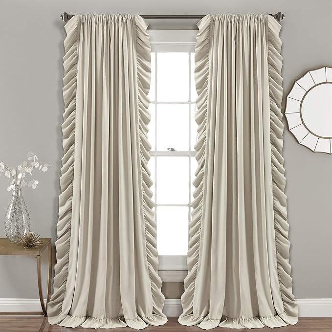 Lush Decor Reyna Ruffle Window Curtain Panel Set, Wheat by LushDecor