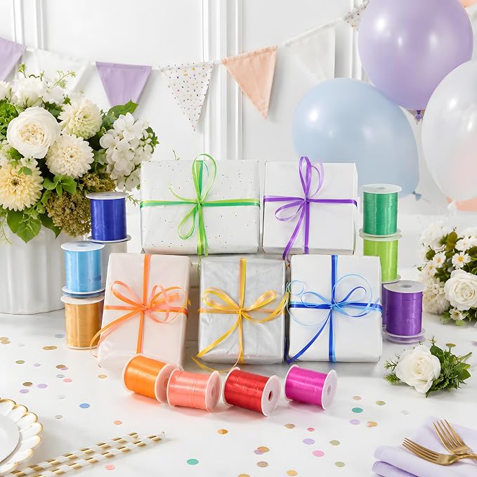 BEISHIDA 12 Assorted Colors Curling Ribbons Set, Rainbow Balloons Strings - Image 6