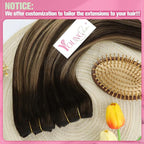 YoungSee 120G Wire Hair Extensions Brown Invisible Wire Human Hair Extensions Dark Brown Fading To Caramel Blonde Balayage Straight One Piece Hair Extension 16Inch