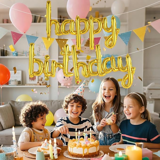 Happy Birthday Balloons Banner Foil Letters Balloons Connected, Personalized - Image 4