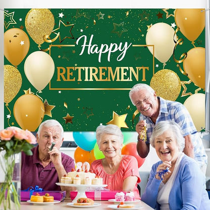 Blulu Retirement Party Decorations, Extra Large Fabric Retire Sign Banner Photo - Image 7