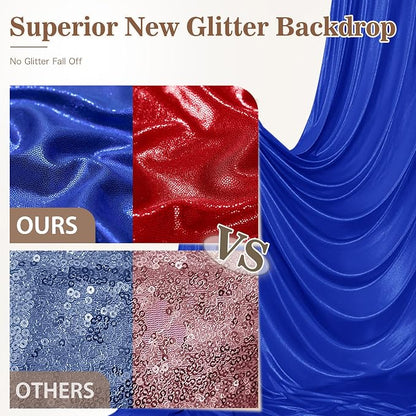 20ft x 10ft Red Royal Blue Sequin Backdrop Curtain - Image 2