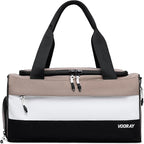 Vooray 22L Boost Duffel Bag – Small Travel & Sports Gym Bag for Women and Men with Shoe Pocket, Weekender for Overnight Football, Travel, Hospital Stays or Workout, Neutral Color Block