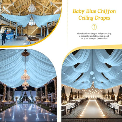 6 Panels Baby Blue Ceiling Drapes - Image 6