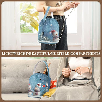 Yarn Bag Small Crochet Bag Drawstring Yarn Storage Organizer Knitting Project - Image 5