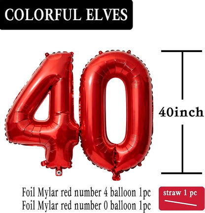 Red Number 40 Balloons 40 Inch Giant Number Red 40 Foil Mylar Balloons - Image 2
