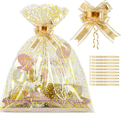 COQOFA 10 Pieces Large Cello/Cellophane Bags, 24x 30 Inches Clear Basket Gift by COQOFA