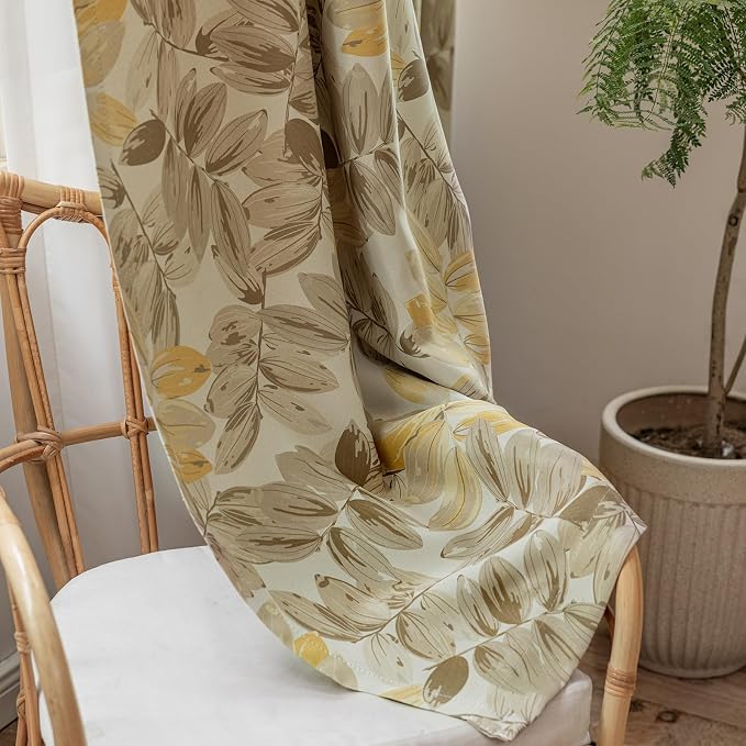 SUOUO Brown Floral Blackout Curtains - Image 7