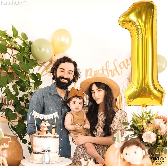 KatchOn, Happy Birthday Number Balloon | Large Mylar Gold Number Balloons - Image 4