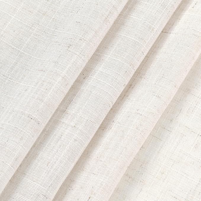 Ivory White Linen Back Tab Curtains 84 Inch Length - Image 4