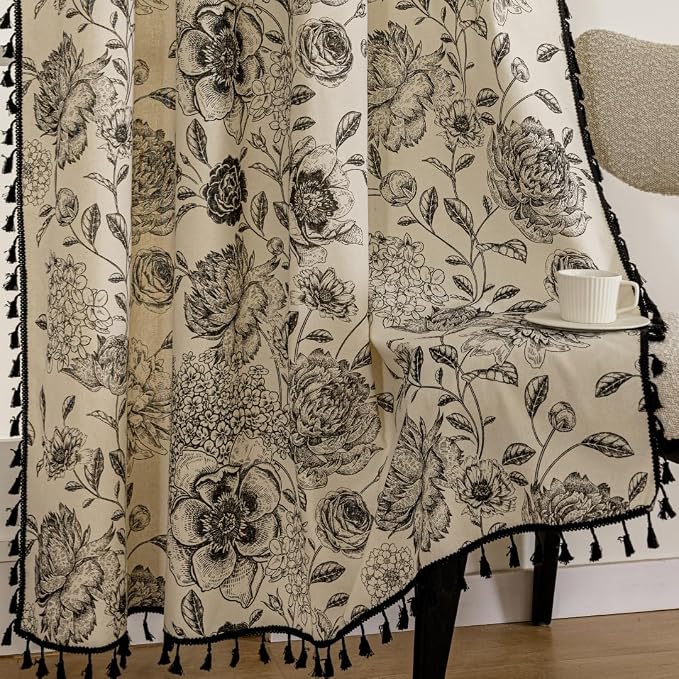 F-CHU Bohemian Curtains for Bedroom 63 Inch Length French Country Floral Drapes - Image 7