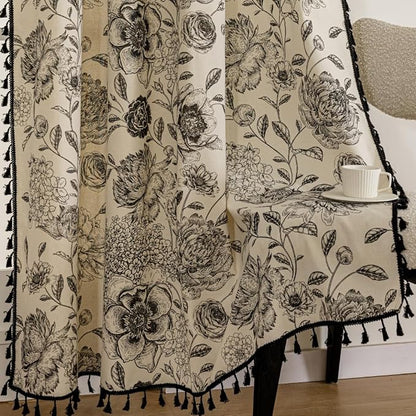 F-CHU Bohemian Curtains for Bedroom 63 Inch Length French Country Floral Drapes - Image 7