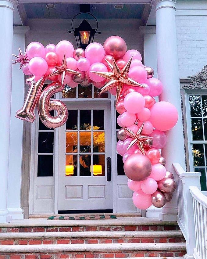 Rose Gold 16 Number Balloons, 40 Inch Giant Number 16 Balloons Foil Mylar - Image 3