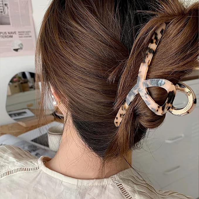 Big Hair Claw Clips Butterfly Hair Clips for Women 4.7" Large Acetate Metal Hair Claw Clip for Girls Hair Accessories for Long Thick Hair (Light leopard)