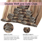 Pro2.0 Remy Clip in Extensions Real Human Hair Color #10/16/16 Ash Brown to Caramel Blonde Remy Clip in Hair Extensions Real Human Hair 18inch 120g Thick 7pcs Double Weft（#10/16/16-18inch）
