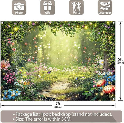 7x5ft Enchanted Forest Photography Backdrop Fairy Garden Banner | Fairytale - Image 3