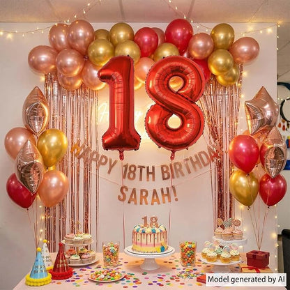 Red Number 18 Balloon 40 Inch, Foil Numeral - Image 7