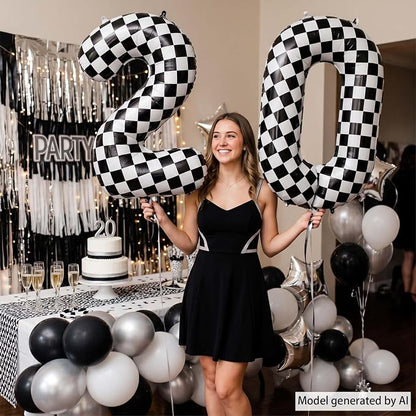 40 Inch Checkered Number 20 Balloon, self-sealing, air/helium fill, reusable - Image 2