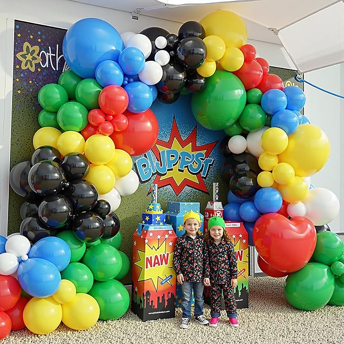 412Pcs Red Blue Yellow Green Black Balloon Arch Garland Kit, 18 12 10 5 Inch - Image 5