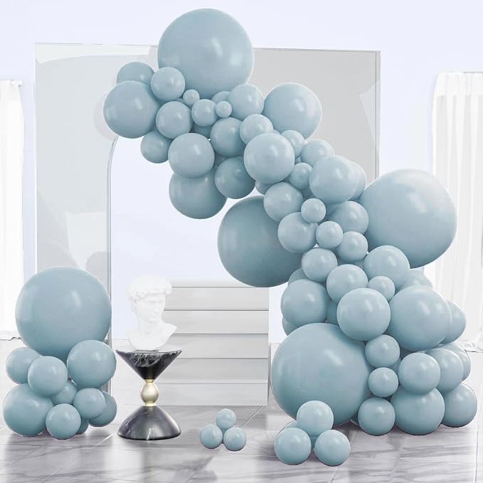 PartyWoo Dusty Blue Balloons 140pcs Light Blue Aqua Boho Color | 18 12 10 5 by PartyWoo