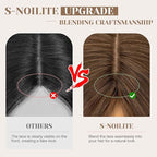 S-noilite Hair Toppers for Women Real Human Hair 3D 360° Cover Clip in 100% Real Human Hair Toppers 3″*4″ Clip in Silk Base 12 inch Meduim Brown