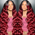 AMIRTY 250 Density Burgundy Lace Front Wigs Human Hair 13x6 HD Transparent Body Wave Lace Front Wig Pre Plucked 1B/99J Burgundy Red Wine Glueless Human Hair Wigs for Women 28 Inch