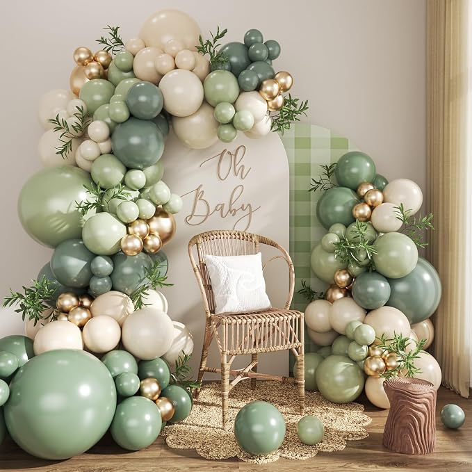 Sage Green Balloon Arch Kit for Wild One Woodland Party Decorations | Green by CROSSFINGERS