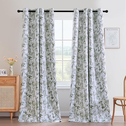 H.VERSAILTEX Blackout Curtains 96 Inch Length 2 Panels Set Floral Print Curtain by HVERSAILTEX
