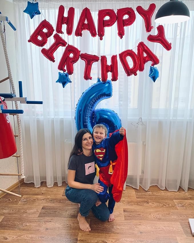 Red Happy Birthday Balloon Banner, 16 Inch Foil Mylar Happy Birthday Balloons - Image 5