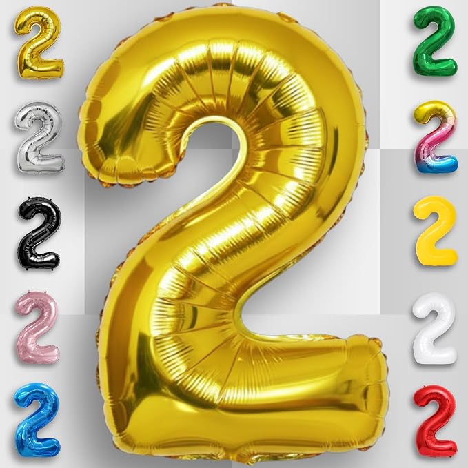 Gold Number Balloon 2 Mylar Foil Balloons 40 inch - Image 5