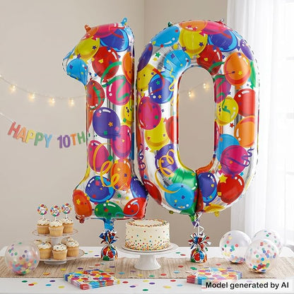 40 Inch Number 10 Balloon Colorful Foil Balloons - Image 3