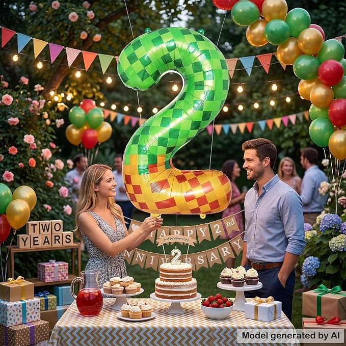 40 Inch Pixelated Number 2 Foil Balloon - Image 4