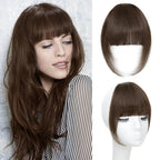 Clip In Bangs for Women, Medium Brown French Bangs Hair Clip with Temples, 100% Real Human Hair Layered Curved Fringe for Halloween and Daily Use(Medium Brown, French Bangs)