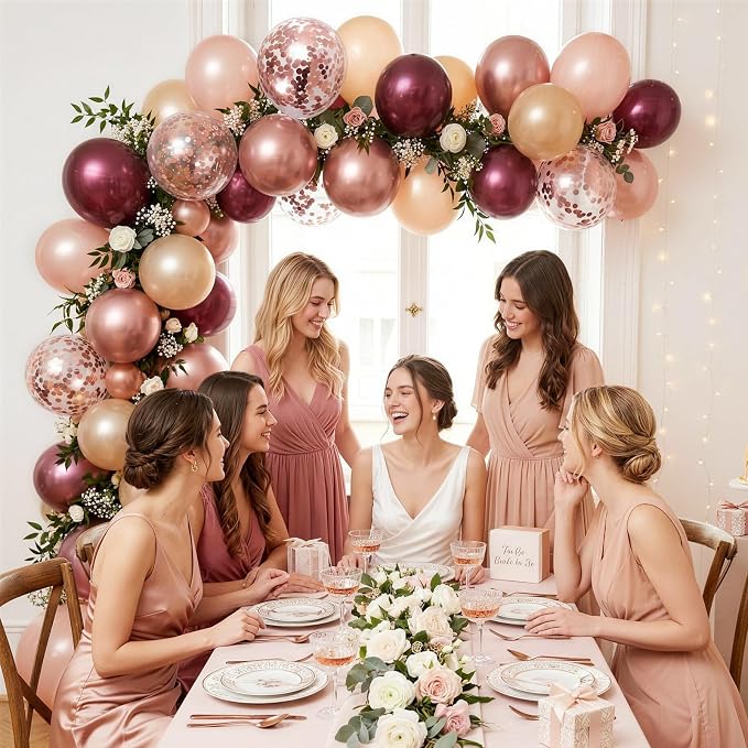 Burgundy Balloons, 12 Inches Maroon Rose Gold Balloons Wine Red and Champagne - Image 6