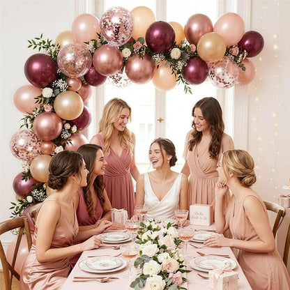 Burgundy Balloons, 12 Inches Maroon Rose Gold Balloons Wine Red and Champagne - Image 6